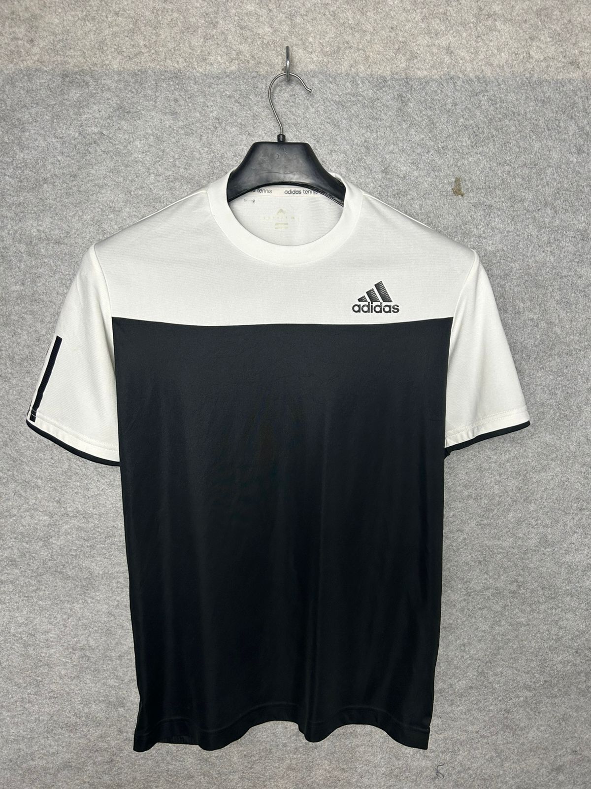 Adidas White Black Round Neck - Medium