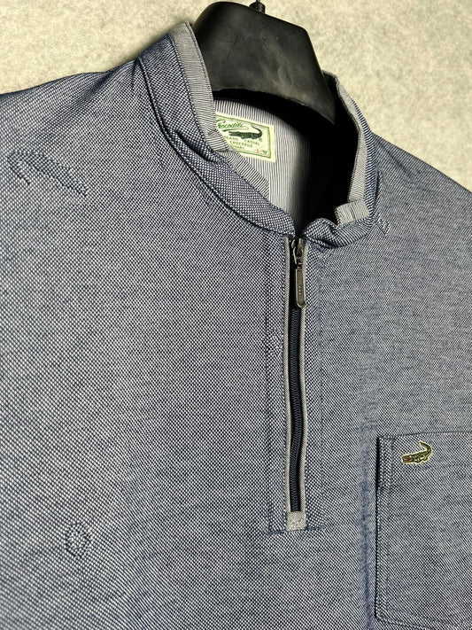 Crocodile Blue Half Zip Polo - Large