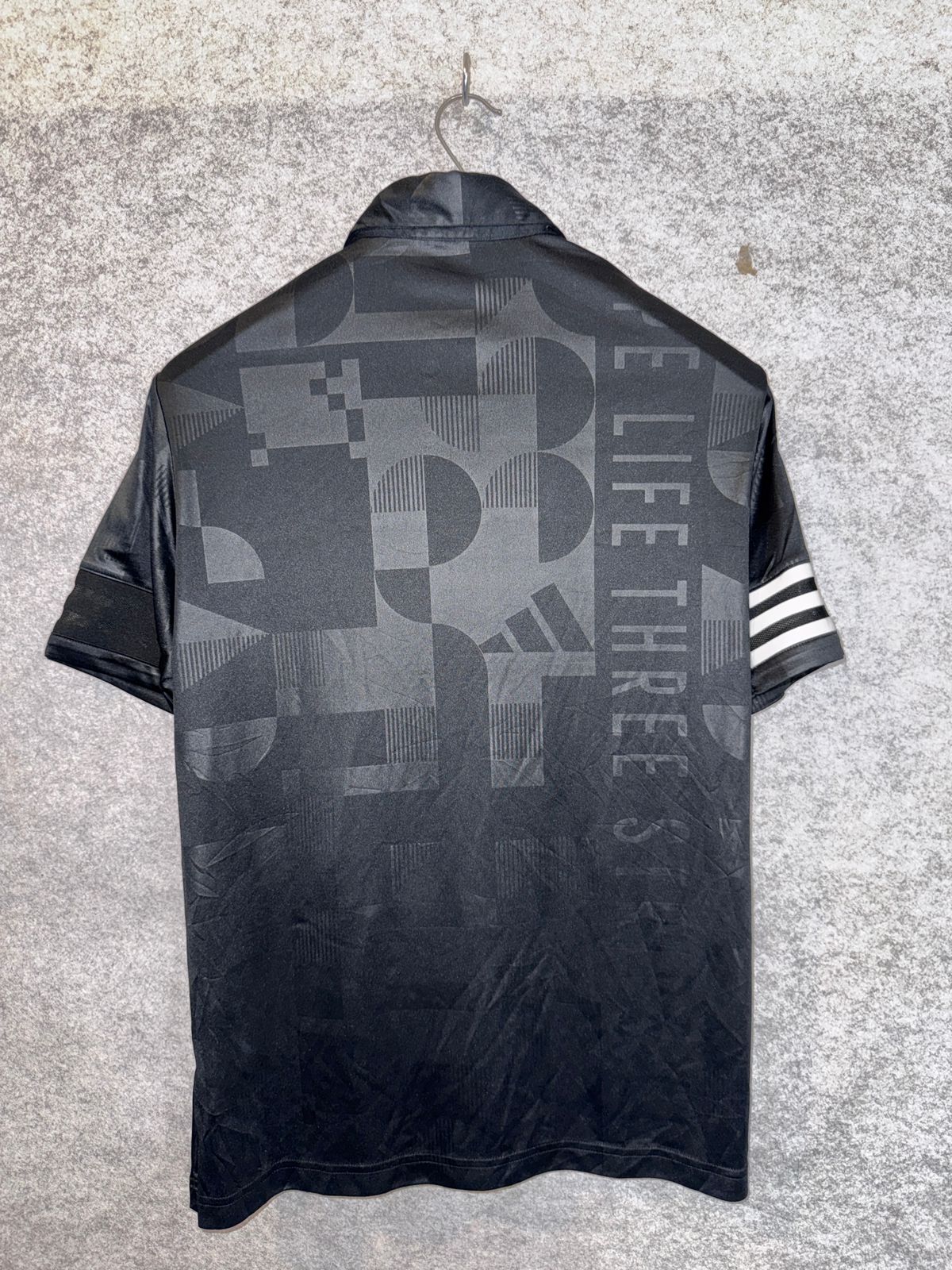Adidas Striped Black Polo - Large