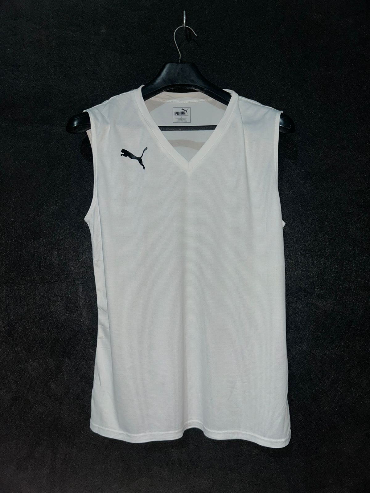 Puma White V Neck Tanktop - Large