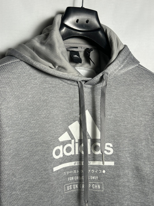 Adidas Big Logo Grey Hoodie - Medium