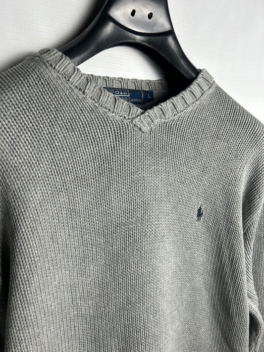 POLO Grey Sweater V Neck - Large