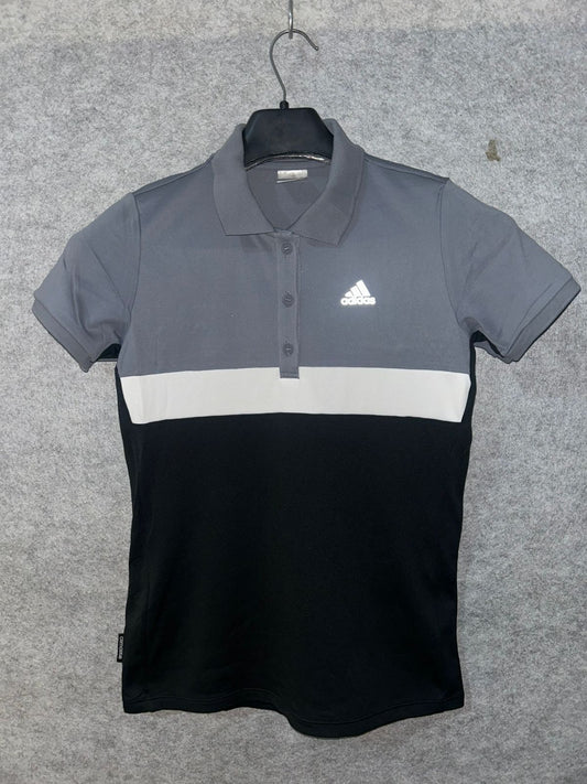 Adidas Gray & Black Kids Polo - Medium