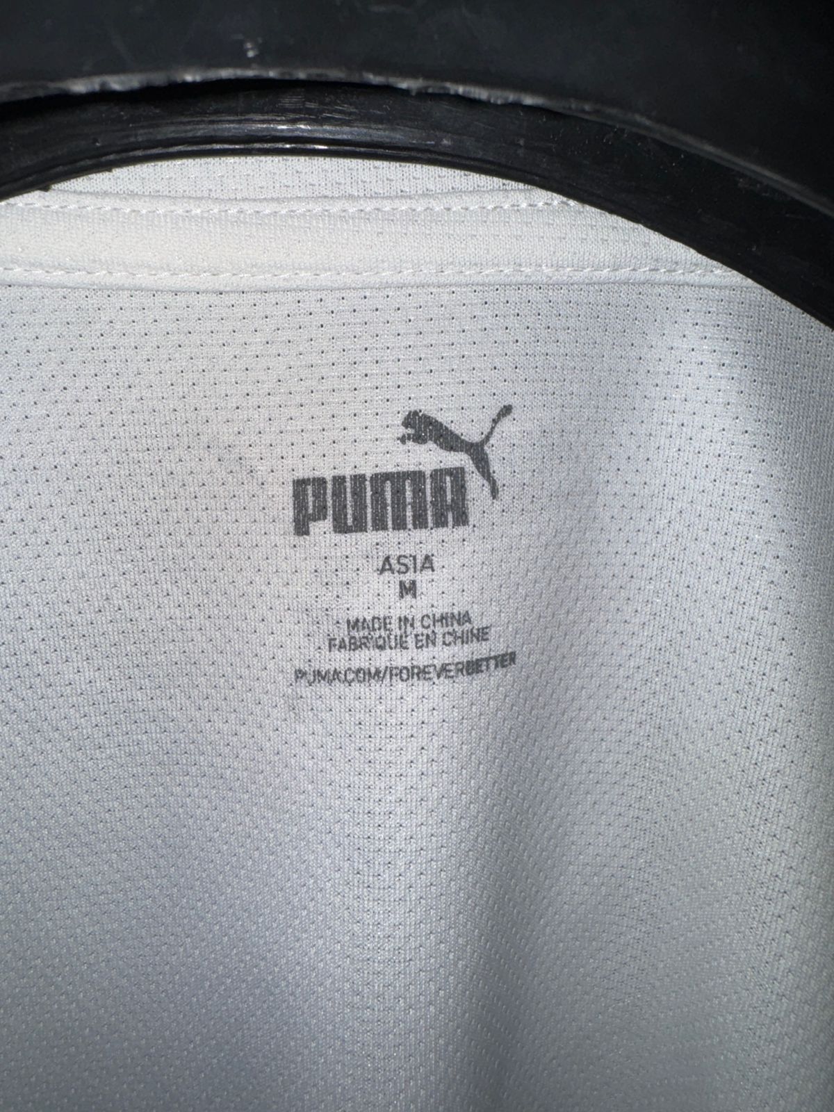 Puma White Round Neck Big Logo Tee - Medium