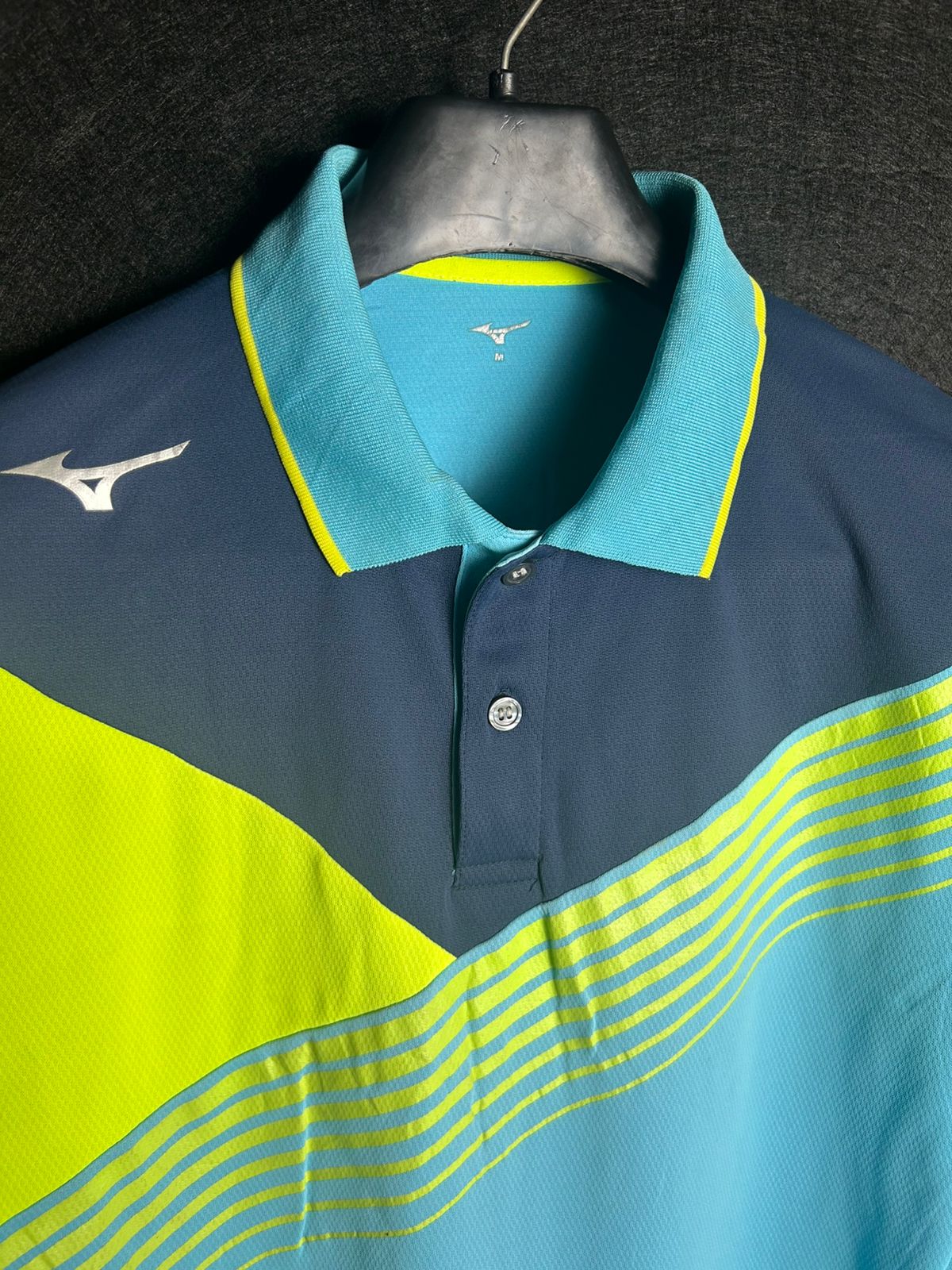 Mizuno Blue & Neon Green Polo - Medium