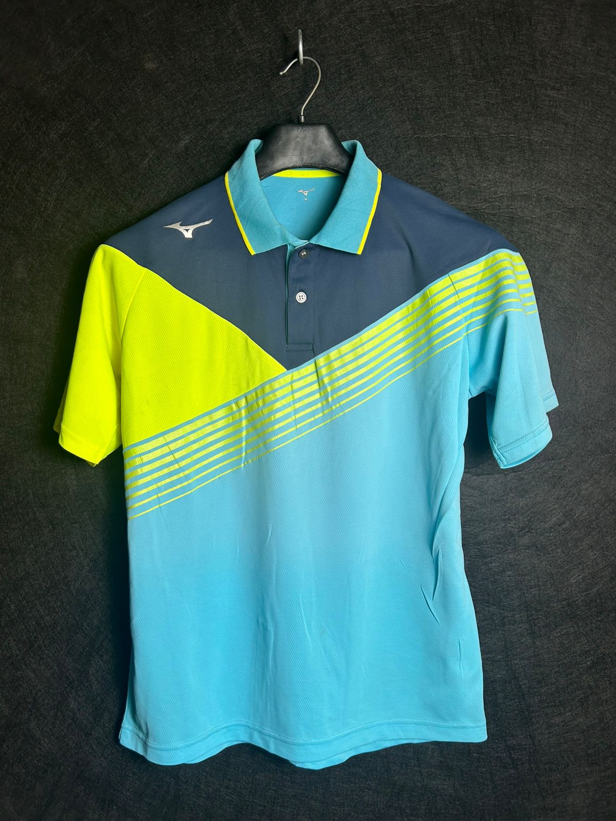 Mizuno Blue & Neon Green Polo - Medium
