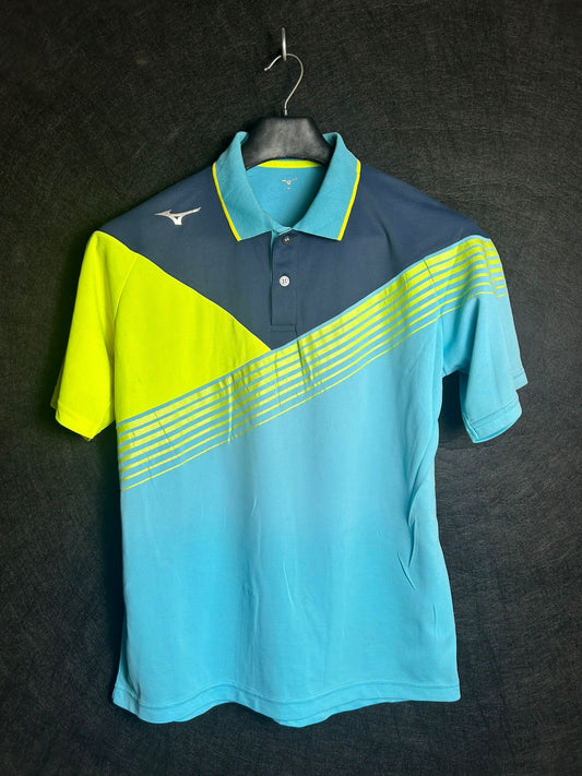 Mizuno Blue & Neon Green Polo - Medium