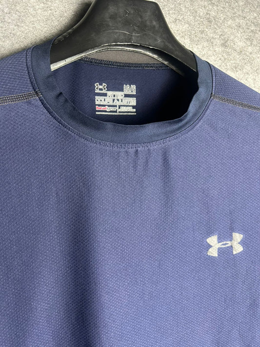Under Armour HeatGear Fitted Berry Blue Round Tee - XL
