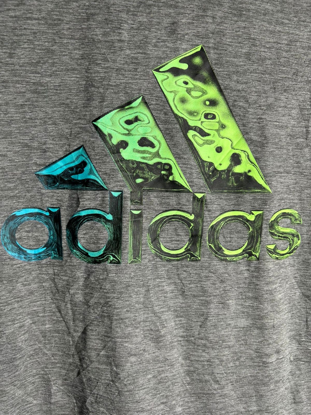 Adidas ClimaLite Light Gray Big Logo Round T Shirt - XL