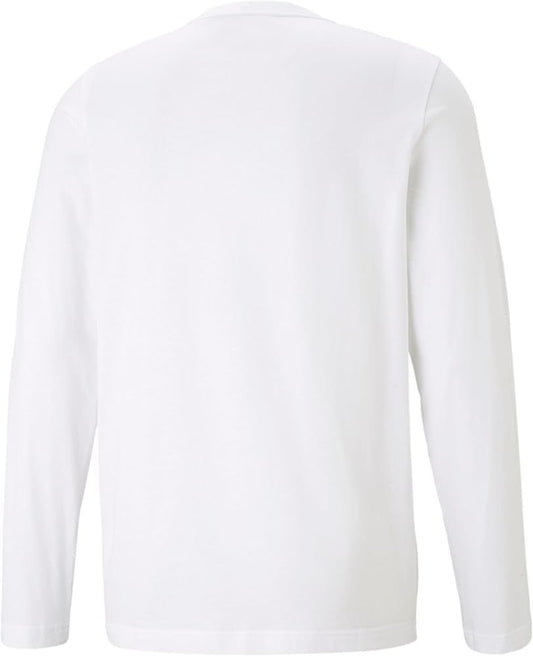 PUMA Logo Print Training Sports Breathable Round Neck Long sleeve T Shirt Men s White