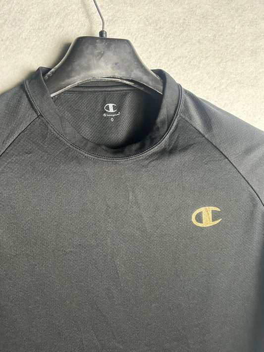 Champion Golden Logo Black Tee - Medium