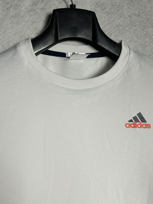 Adidas ClimaLite White & Black Tee - Large