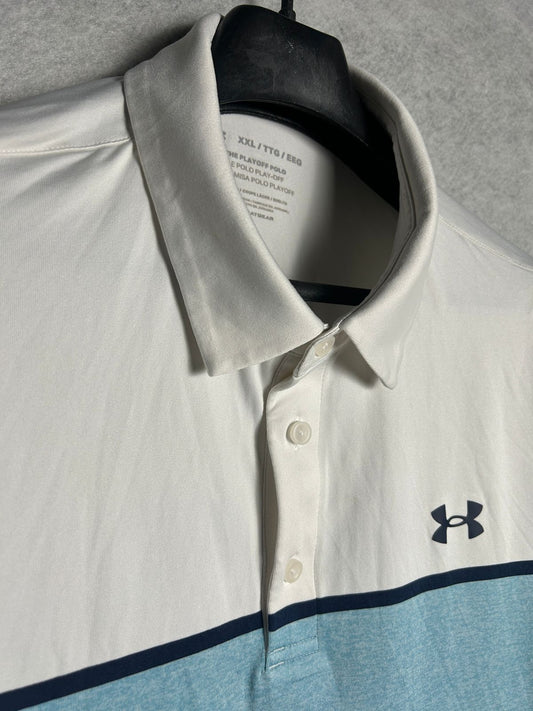 Under Armour The Play Off Polo White & Blue - XXL