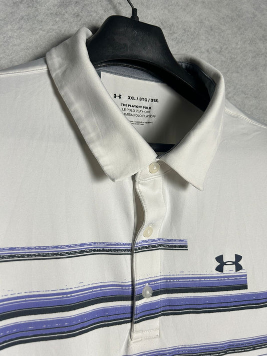 Under Armour The Play Off Polo White & B Purple - 3XL