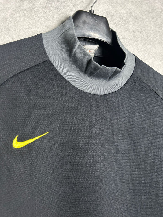 Nike Fit Dry Black Round High Neck Tee - Large