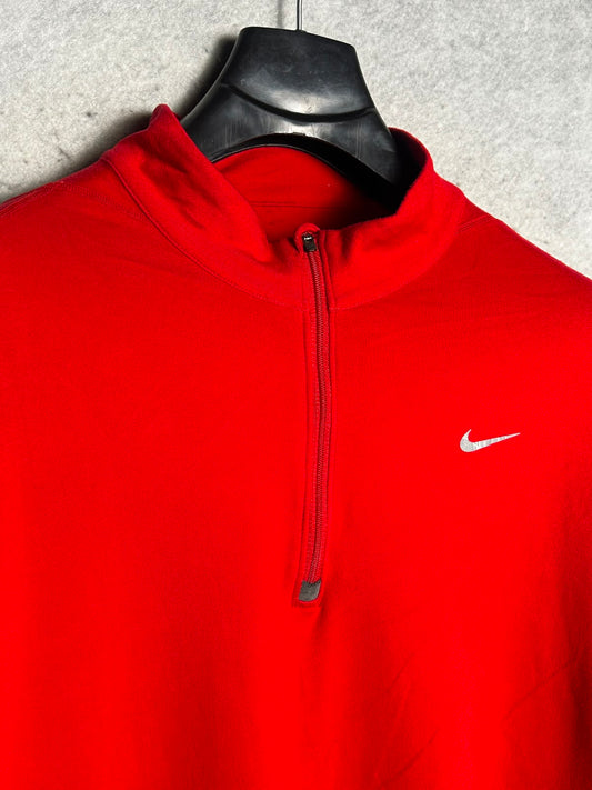Nike Dri Fit Red Full Sleeves Half Zip - XL