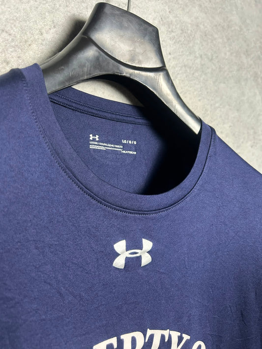 Under Armour Heat Gear Big Logo Blue Round Neck - Large