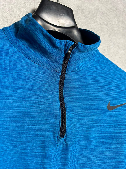 Nike Dri Fit Grey Full Sleeves Half Zip - Medium