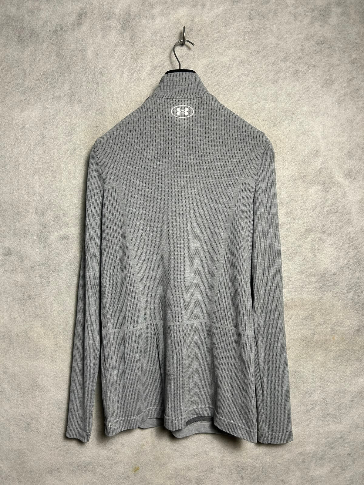 Under Armour Grey Half Zip Full Sleeves High Round Neck - Small