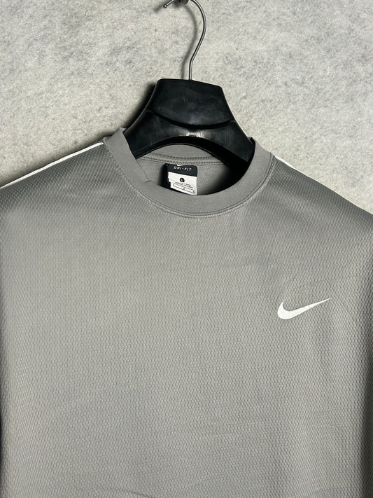 Nike Dri Fit Grey Round Neck - Large