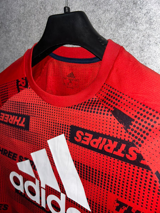 Adidas Logo Red Round Neck - Small