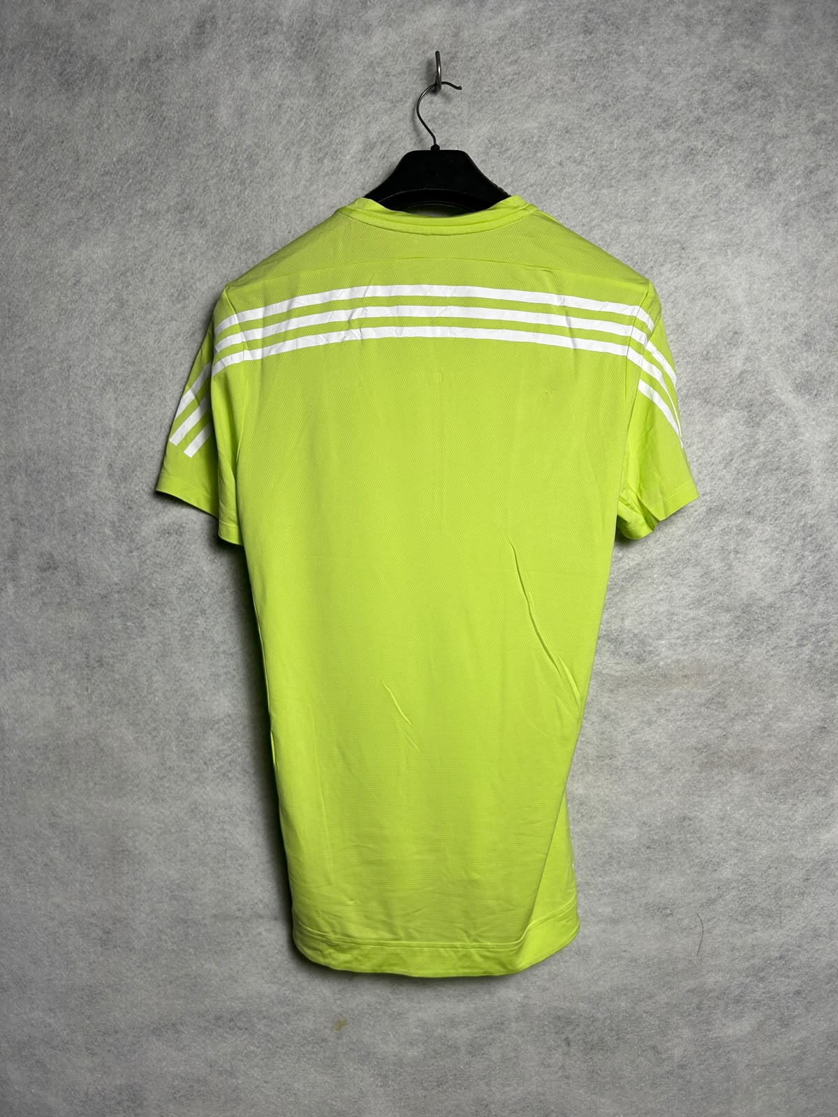 Adidas Neon Green Aeroready Round Neck Zip Tee - Large