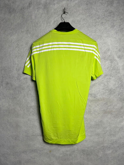 Adidas Neon Green Aeroready Round Neck Zip Tee - Large