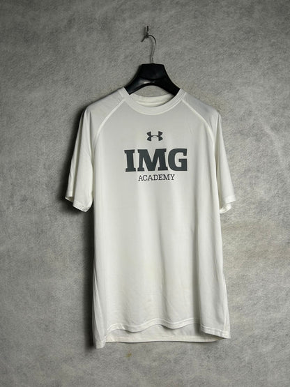 Under Armour Heat Gear Big Logo White Round Neck - Large