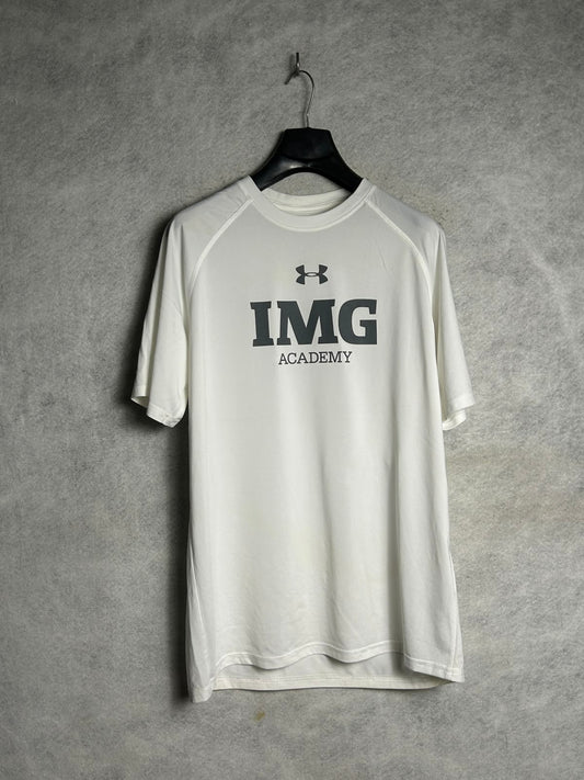 Under Armour Heat Gear Big Logo White Round Neck - Large