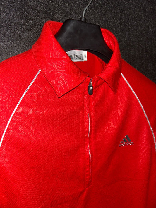 Adidas Red Zip Polo - Medium