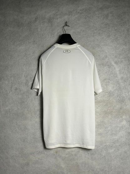Under Armour Heat Gear Big Logo White Round Neck - Large