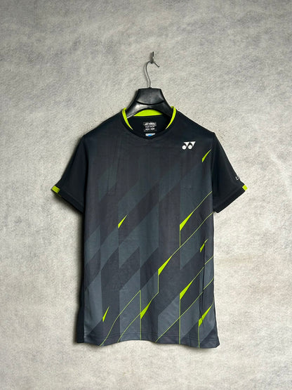 Yonex Black Printed Round Neck - Large