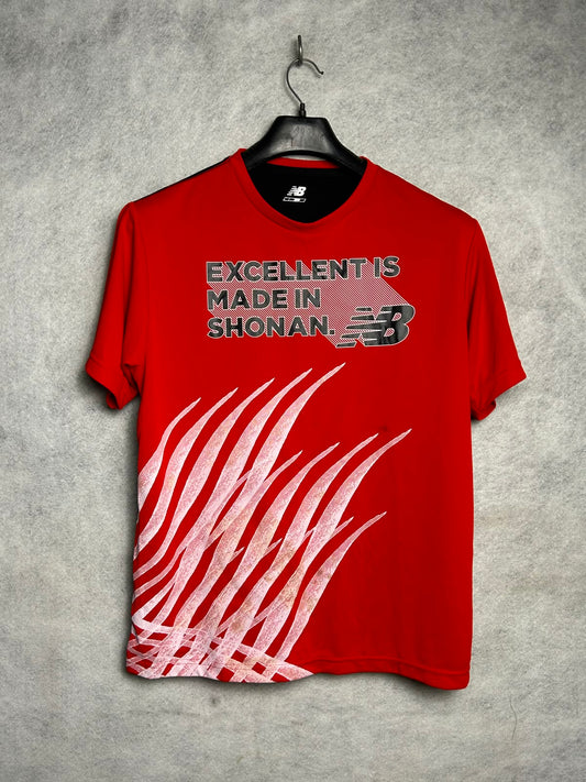 New Balance Big Logo Excellent Made In Shonan Red Round Neck - Large