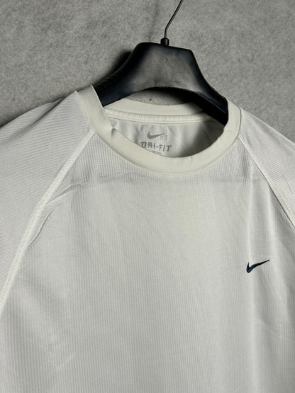 Nike White Dri Fit Round Neck - Large