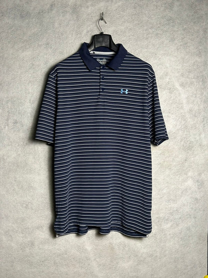 Under Armour Heat Gear Polo Loose Blue Strips - XL