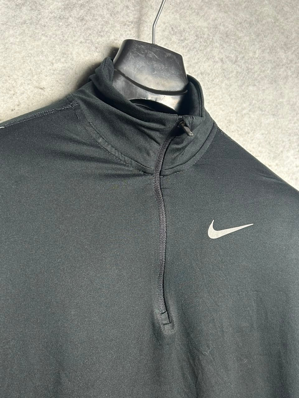 Nike Dri Fit Black Full Sleeves Half Zip Polo - Medium