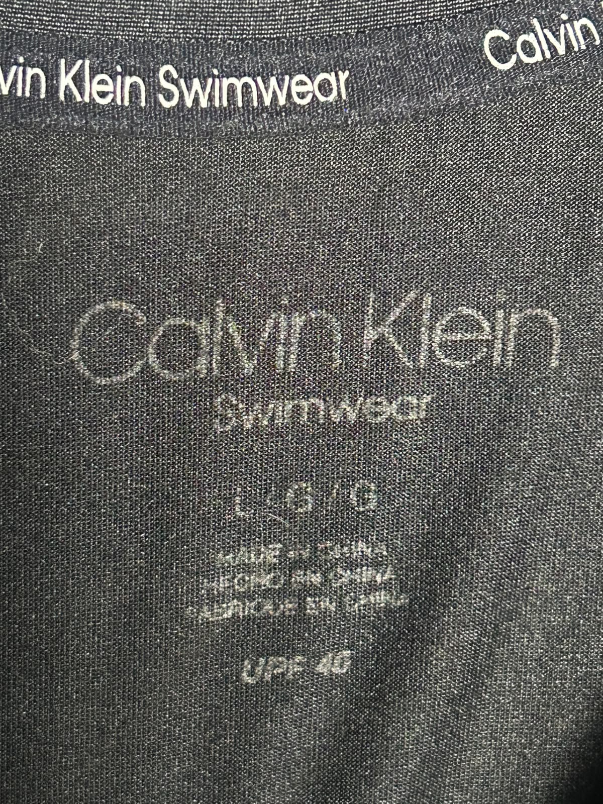Calvin Klein Big Logo Swim Wear Black Round Neck - Large