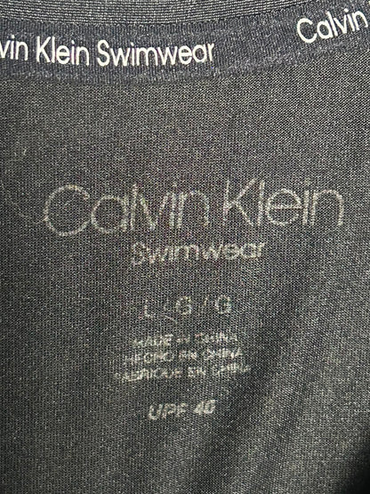Calvin Klein Big Logo Swim Wear Black Round Neck - Large