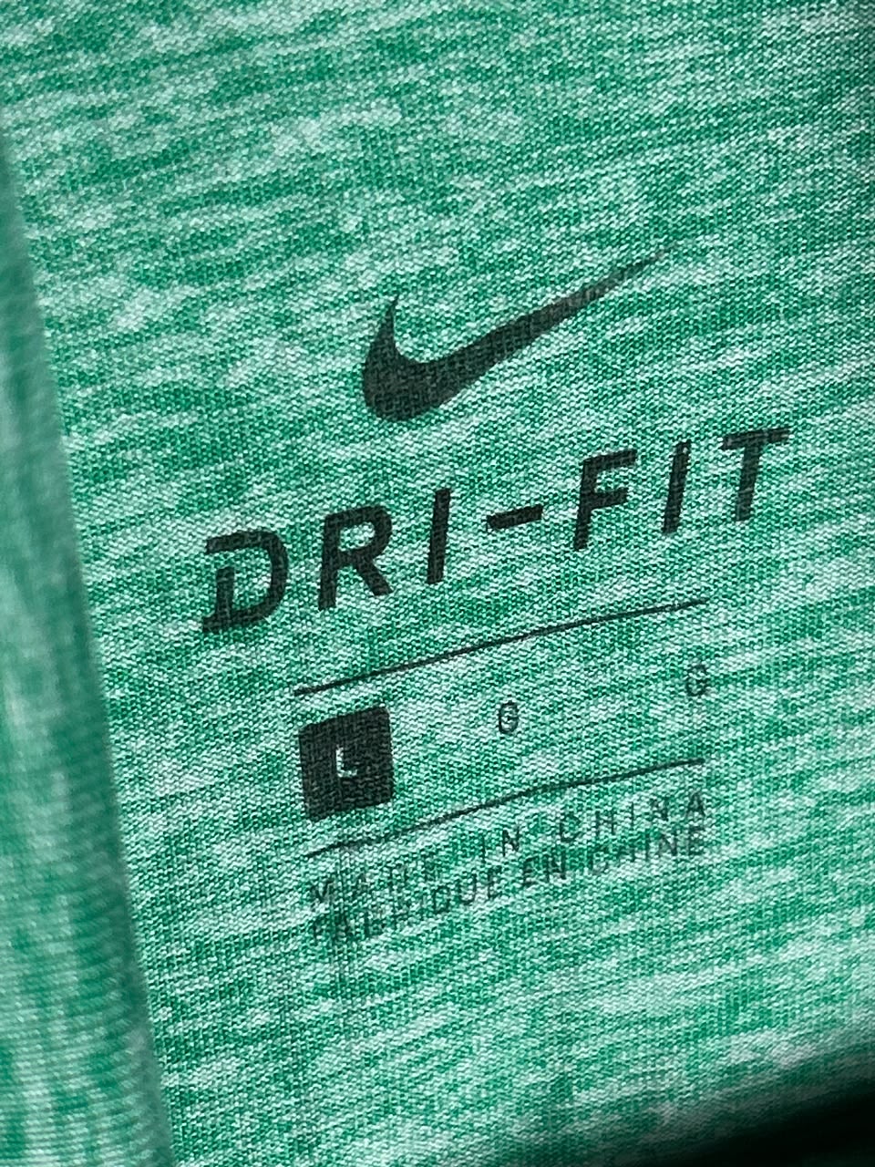 Nike Dri Fit Green High Round Neck - Large