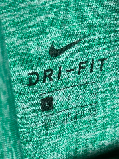Nike Dri Fit Green High Round Neck - Large
