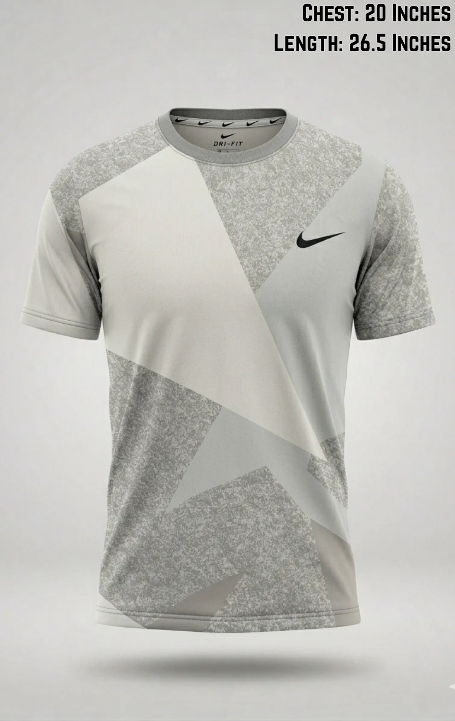 Nike White & Gray Round Tee - Medium