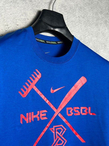 Nike Big Logo BSBL Blue Round Neck - Large