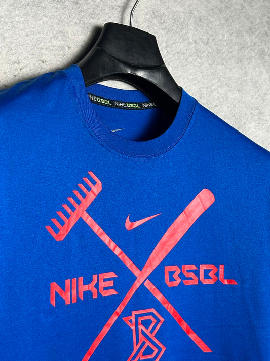 Nike Big Logo BSBL Blue Round Neck - Large