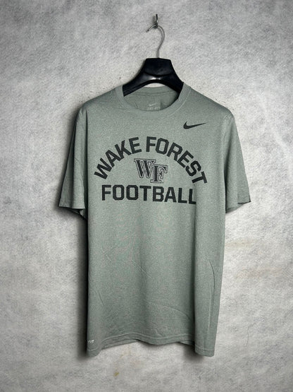 Nike Dri Fit Big Logo Wake Forest Grey Round Neck - Medium