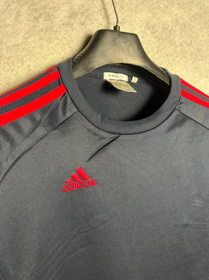 Adidas Climalite Black With Red Lines Round Neck - Medium