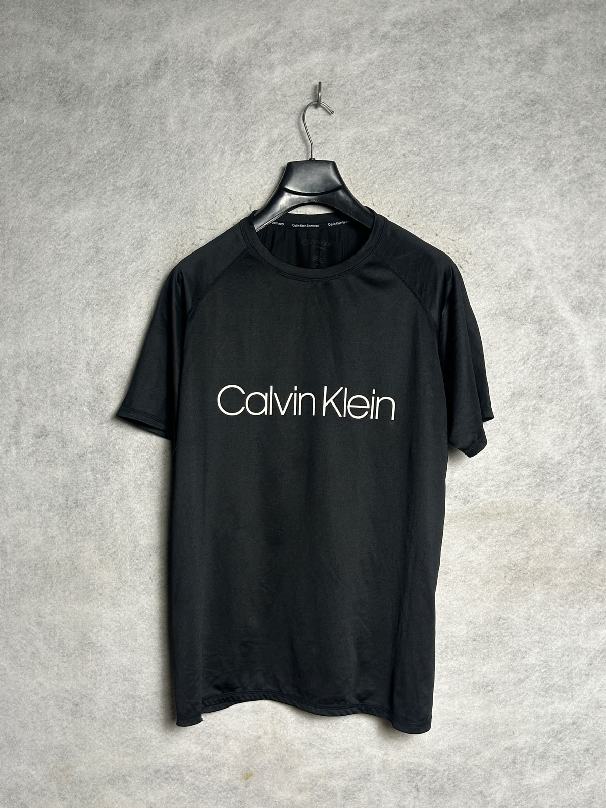 Calvin Klein Big Logo Swim Wear Black Round Neck - Large