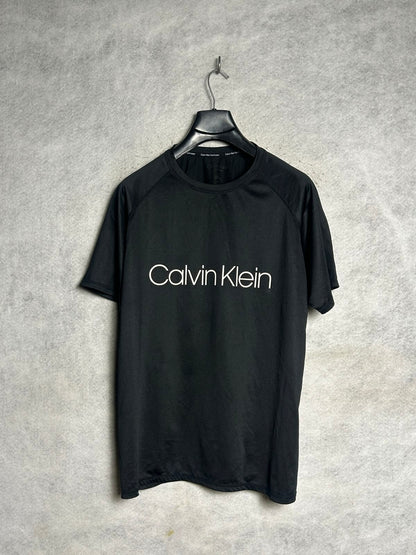 Calvin Klein Big Logo Swim Wear Black Round Neck - Large