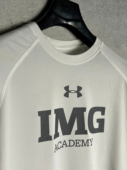 Under Armour Heat Gear Big Logo White Round Neck - Large