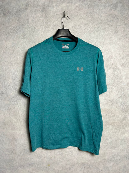Under Armour Heat Gear Loose Heathered Green Round Neck - Large
