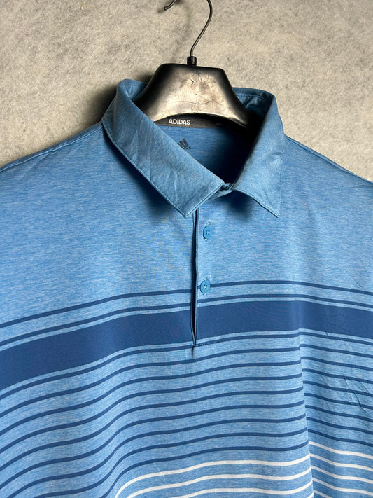 Adidas Blue Polo Striped - XL